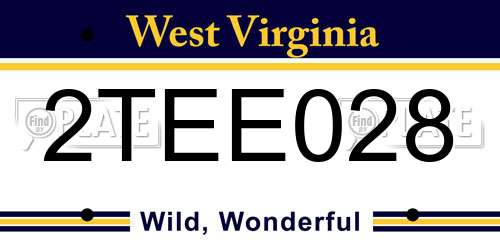 2TEE028 West Virginia License Plate