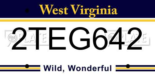 2TEG642 West Virginia License Plate