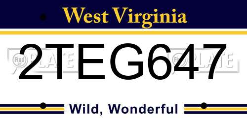 2TEG647 West Virginia License Plate