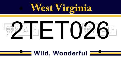 2TET026 West Virginia License Plate