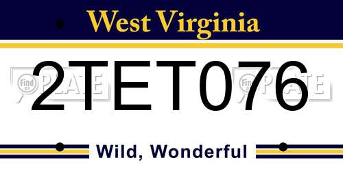 2TET076 West Virginia License Plate