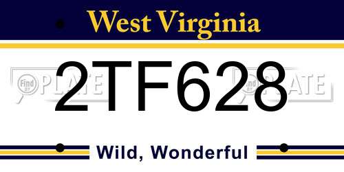2TF628 West Virginia License Plate
