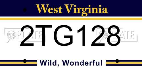 2TG128 West Virginia License Plate
