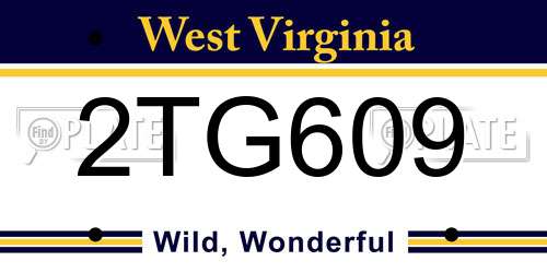 2TG609 West Virginia License Plate
