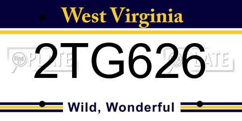2TG626 West Virginia License Plate