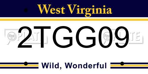 2TGG09 West Virginia License Plate
