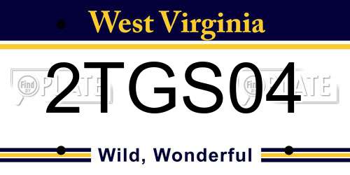 2TGS04 West Virginia License Plate