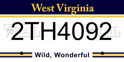 2TH4092 West Virginia License Plate