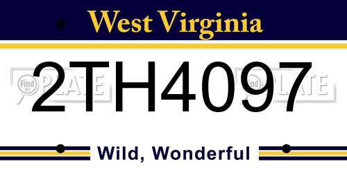 2TH4097 West Virginia License Plate