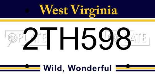2TH598 West Virginia License Plate