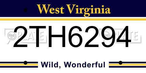 2TH6294 West Virginia License Plate