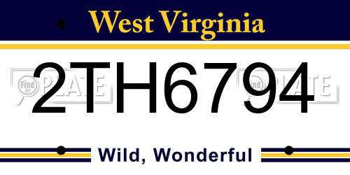 2TH6794 West Virginia License Plate