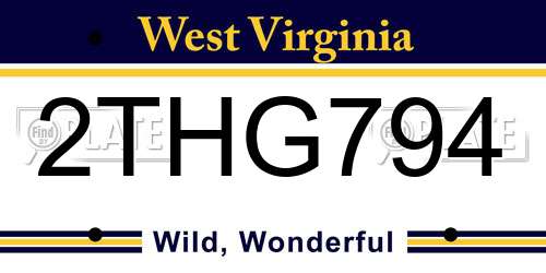 2THG794 West Virginia License Plate