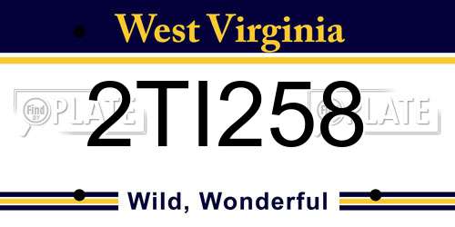 2TI258 West Virginia License Plate