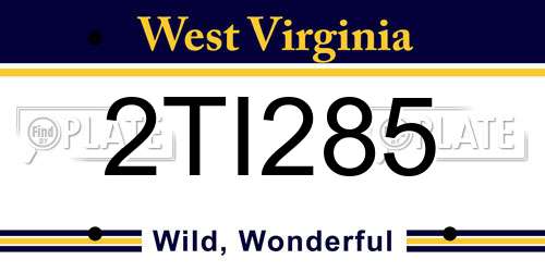 2TI285 West Virginia License Plate