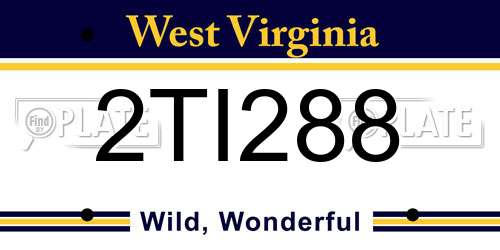 2TI288 West Virginia License Plate