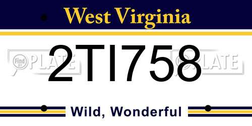2TI758 West Virginia License Plate