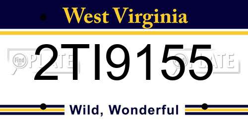 2TI9155 West Virginia License Plate