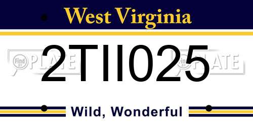 2TII025 West Virginia License Plate