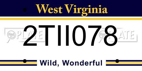 2TII078 West Virginia License Plate