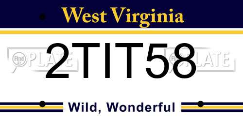 2TIT58 West Virginia License Plate