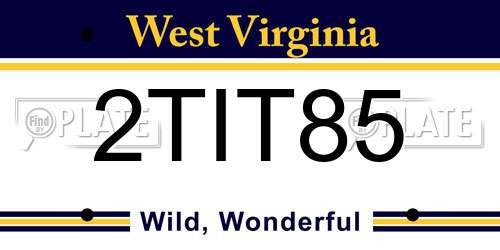 2TIT85 West Virginia License Plate