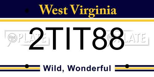 2TIT88 West Virginia License Plate