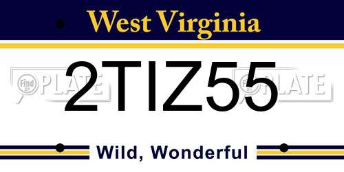 2TIZ55 West Virginia License Plate