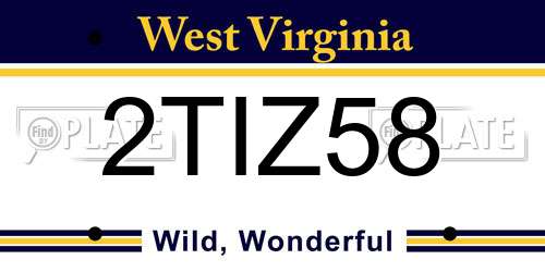 2TIZ58 West Virginia License Plate