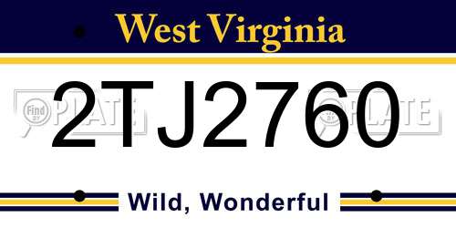 2TJ2760 West Virginia License Plate