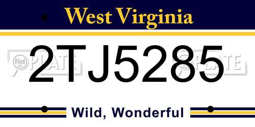 2TJ5285 West Virginia License Plate