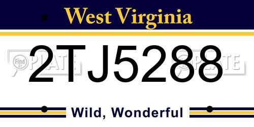 2TJ5288 West Virginia License Plate