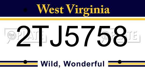 2TJ5758 West Virginia License Plate