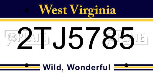 2TJ5785 West Virginia License Plate