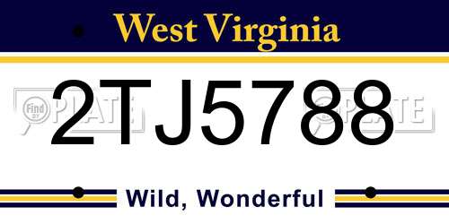 2TJ5788 West Virginia License Plate