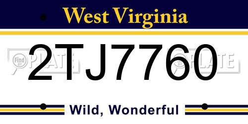 2TJ7760 West Virginia License Plate