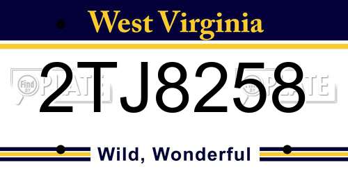 2TJ8258 West Virginia License Plate