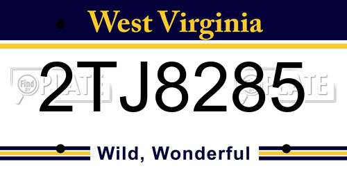 2TJ8285 West Virginia License Plate