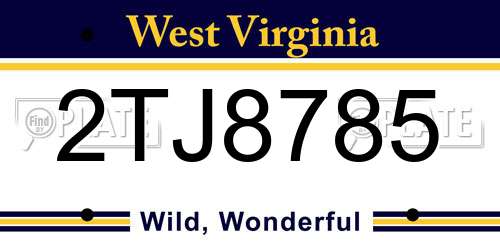 2TJ8785 West Virginia License Plate