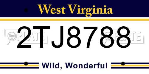 2TJ8788 West Virginia License Plate