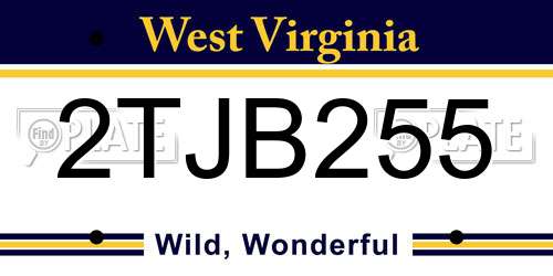 2TJB255 West Virginia License Plate