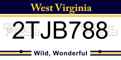 2TJB788 West Virginia License Plate