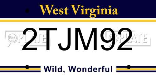 2TJM92 West Virginia License Plate