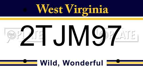 2TJM97 West Virginia License Plate