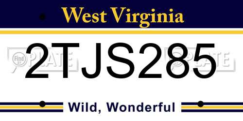2TJS285 West Virginia License Plate
