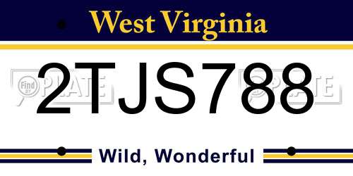 2TJS788 West Virginia License Plate