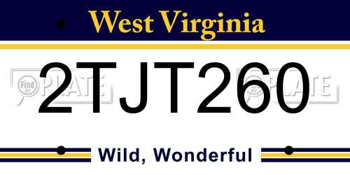 2TJT260 West Virginia License Plate