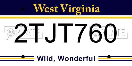 2TJT760 West Virginia License Plate