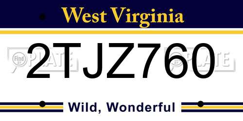 2TJZ760 West Virginia License Plate