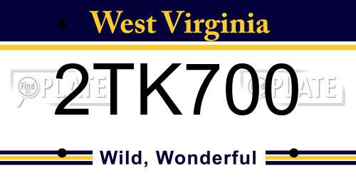 2TK700 West Virginia License Plate